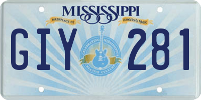 MS license plate GIY281