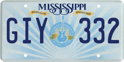 MS license plate GIY332