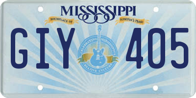 MS license plate GIY405