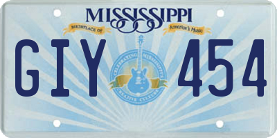 MS license plate GIY454