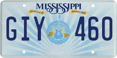 MS license plate GIY460