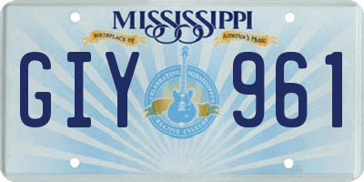 MS license plate GIY961