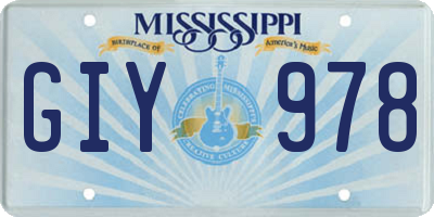 MS license plate GIY978