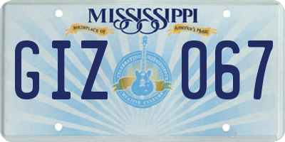 MS license plate GIZ067