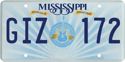 MS license plate GIZ172