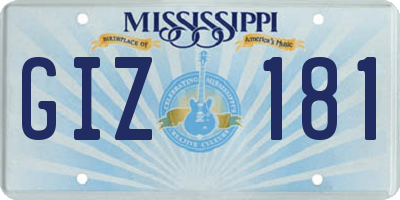 MS license plate GIZ181