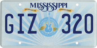 MS license plate GIZ320