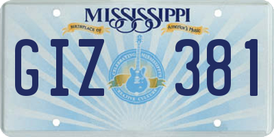 MS license plate GIZ381