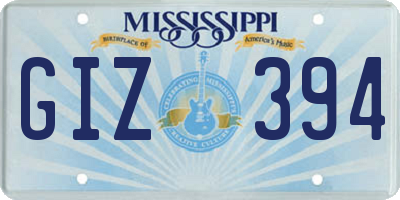 MS license plate GIZ394
