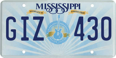 MS license plate GIZ430