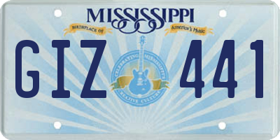 MS license plate GIZ441
