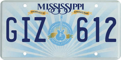 MS license plate GIZ612