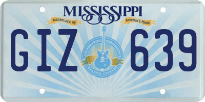 MS license plate GIZ639
