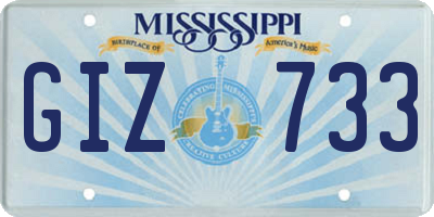 MS license plate GIZ733