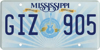MS license plate GIZ905