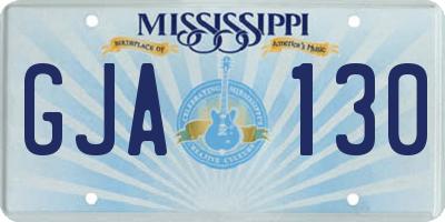 MS license plate GJA130