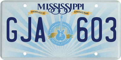 MS license plate GJA603