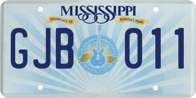 MS license plate GJB011