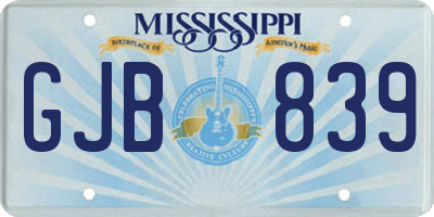 MS license plate GJB839