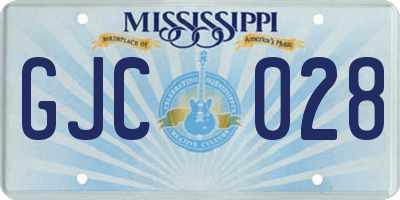 MS license plate GJC028