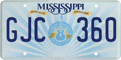 MS license plate GJC360