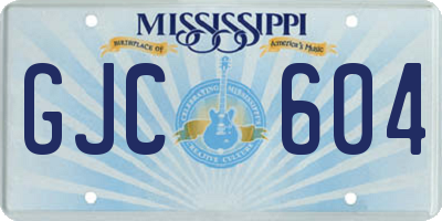 MS license plate GJC604