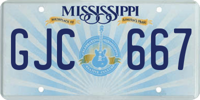 MS license plate GJC667