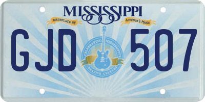 MS license plate GJD507