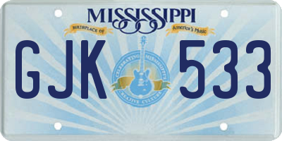 MS license plate GJK533