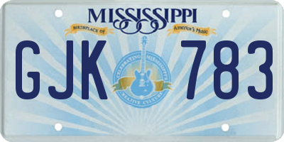 MS license plate GJK783