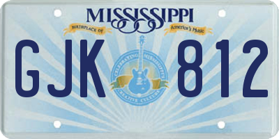 MS license plate GJK812