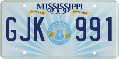 MS license plate GJK991