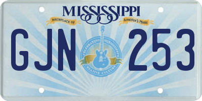 MS license plate GJN253