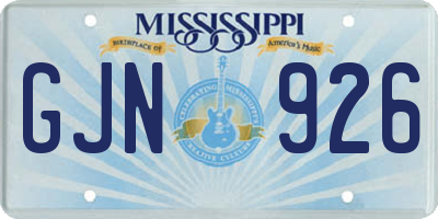 MS license plate GJN926