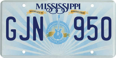 MS license plate GJN950