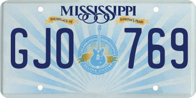 MS license plate GJO769