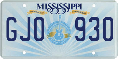 MS license plate GJO930