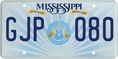 MS license plate GJP080