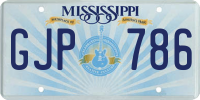 MS license plate GJP786