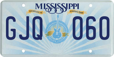 MS license plate GJQ060