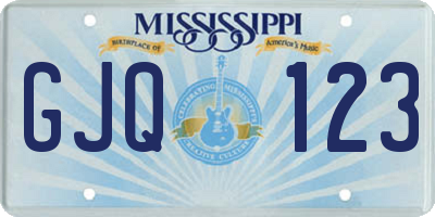 MS license plate GJQ123