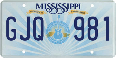 MS license plate GJQ981