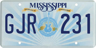 MS license plate GJR231