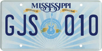 MS license plate GJS010
