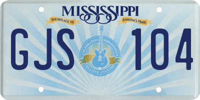 MS license plate GJS104