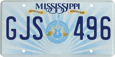 MS license plate GJS496