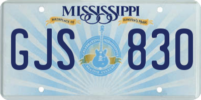 MS license plate GJS830