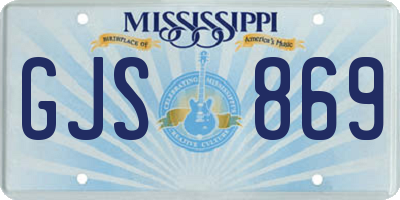 MS license plate GJS869