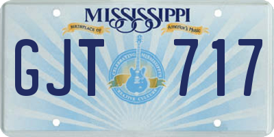 MS license plate GJT717