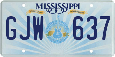 MS license plate GJW637